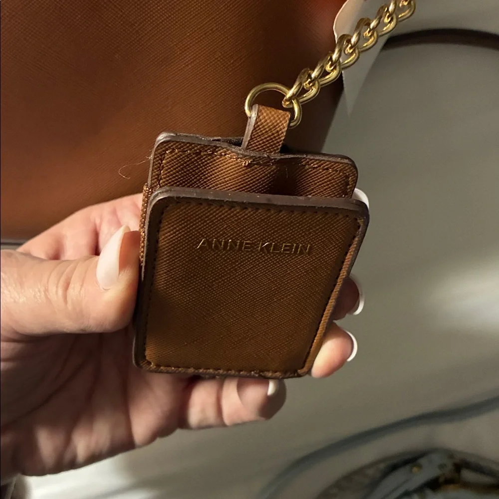 Anne Klein Chestnut Brown Saffiano Crossbody with Matching Wallet